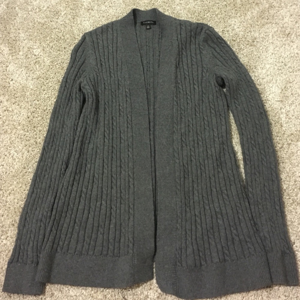 Grey Talbots cable knit cardigan size XS